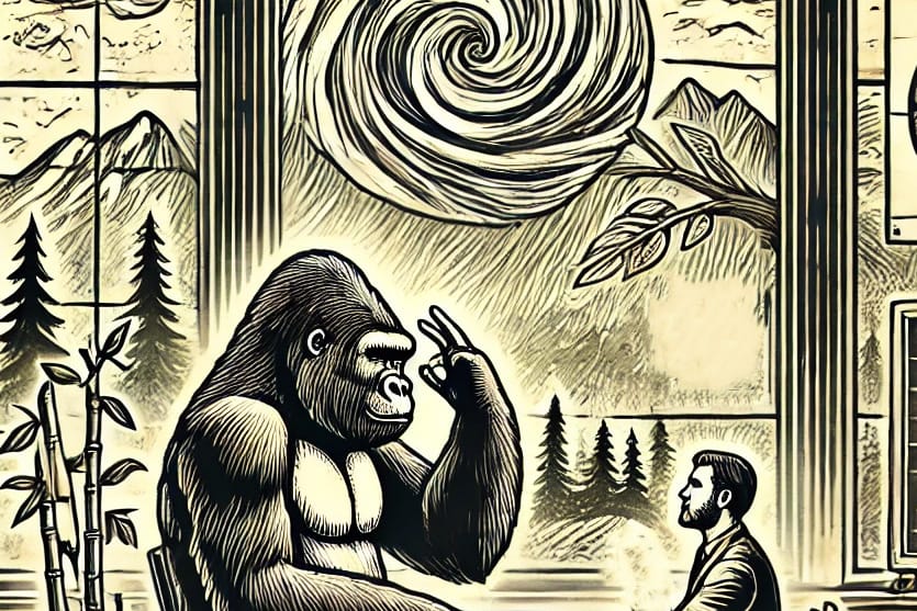Ishmael teaching. Surrounded by nature.