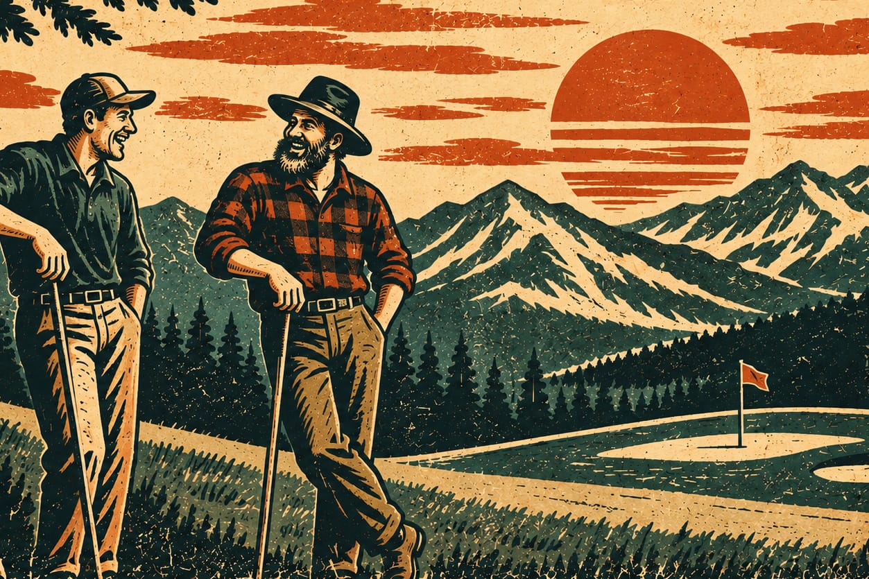 the wild gentleman - two guys golfing in an artistic wilderness