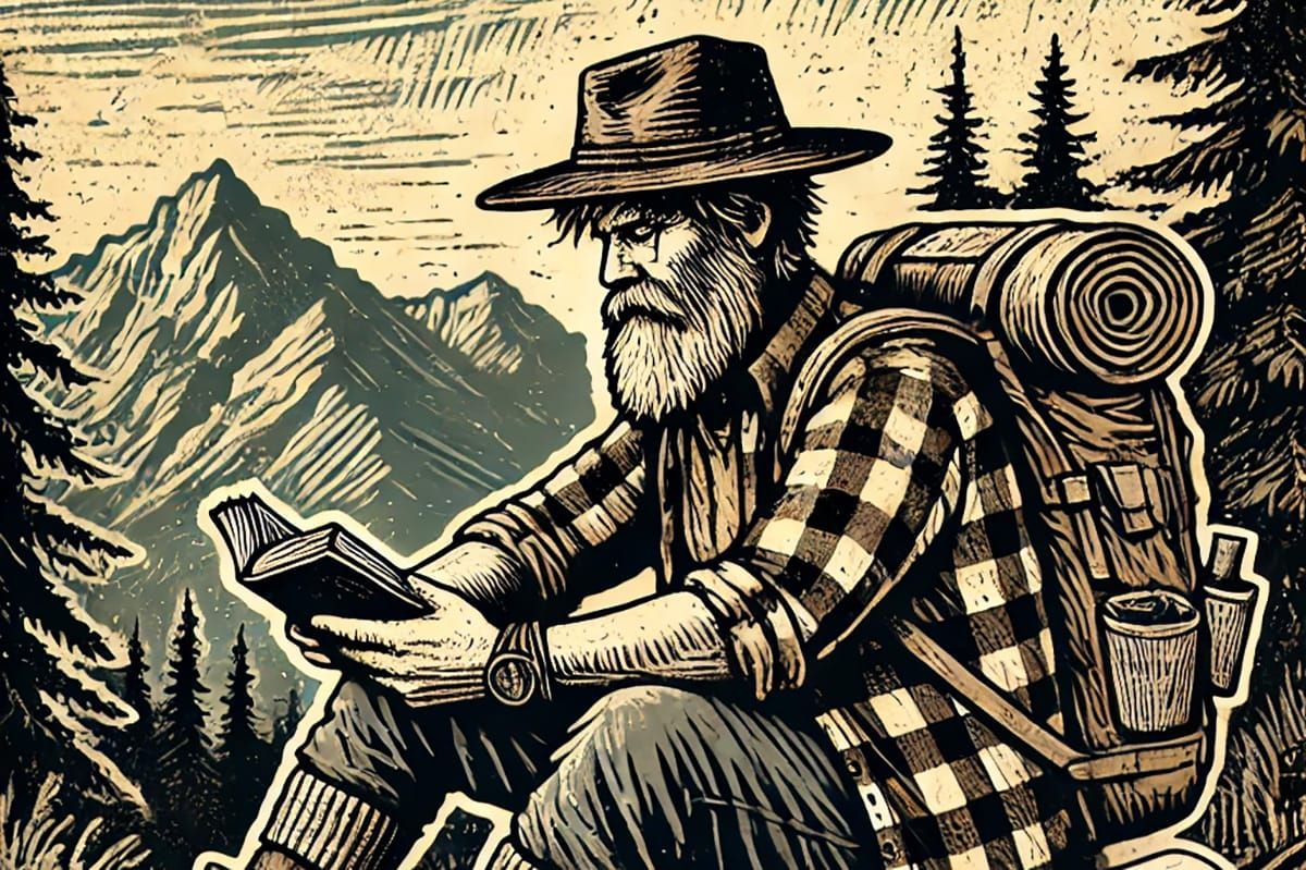 man reading in the outdoors