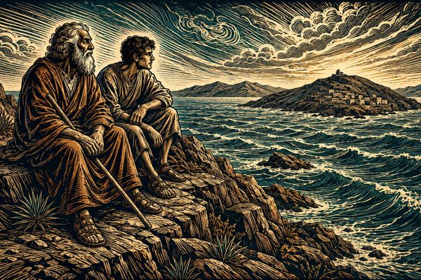 John and Papias on Patmos from John by Niall Williams