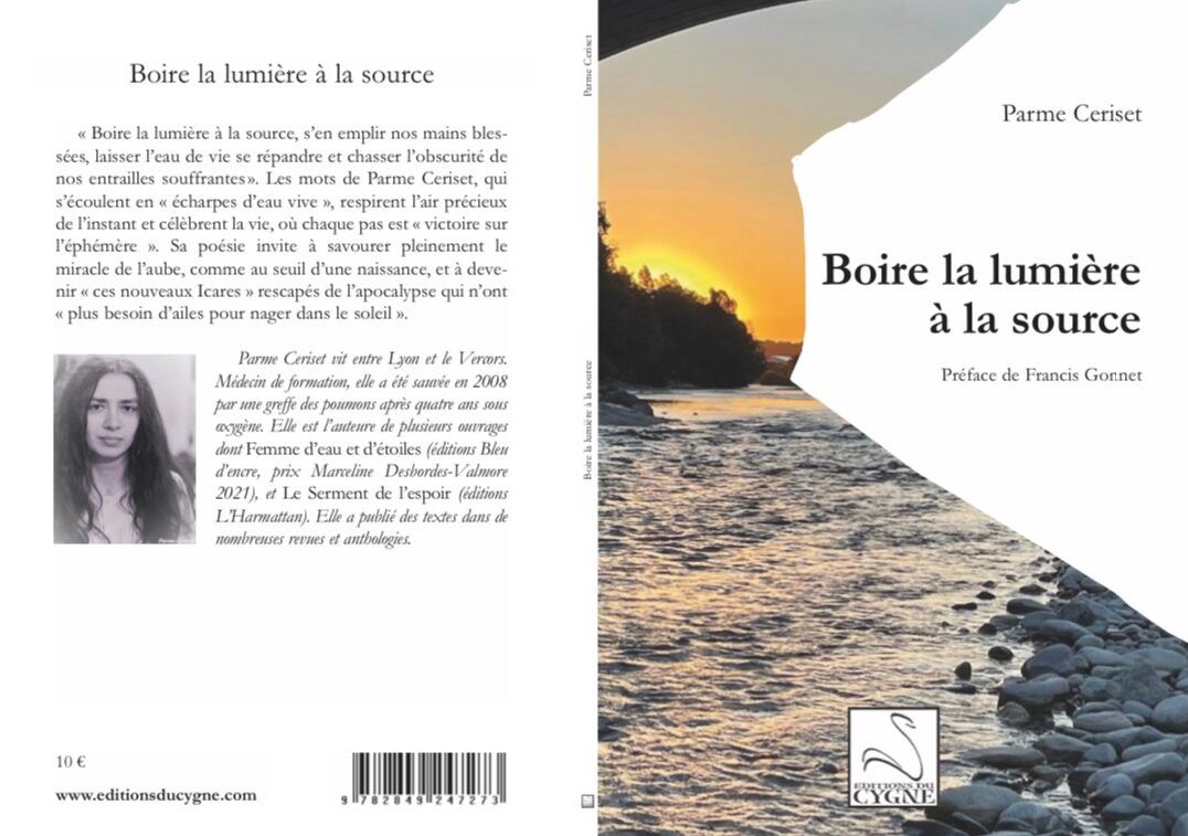 Parution du recueil « Boire la lumière à la source » de Parme Ceriset aux Éditions du Cygne