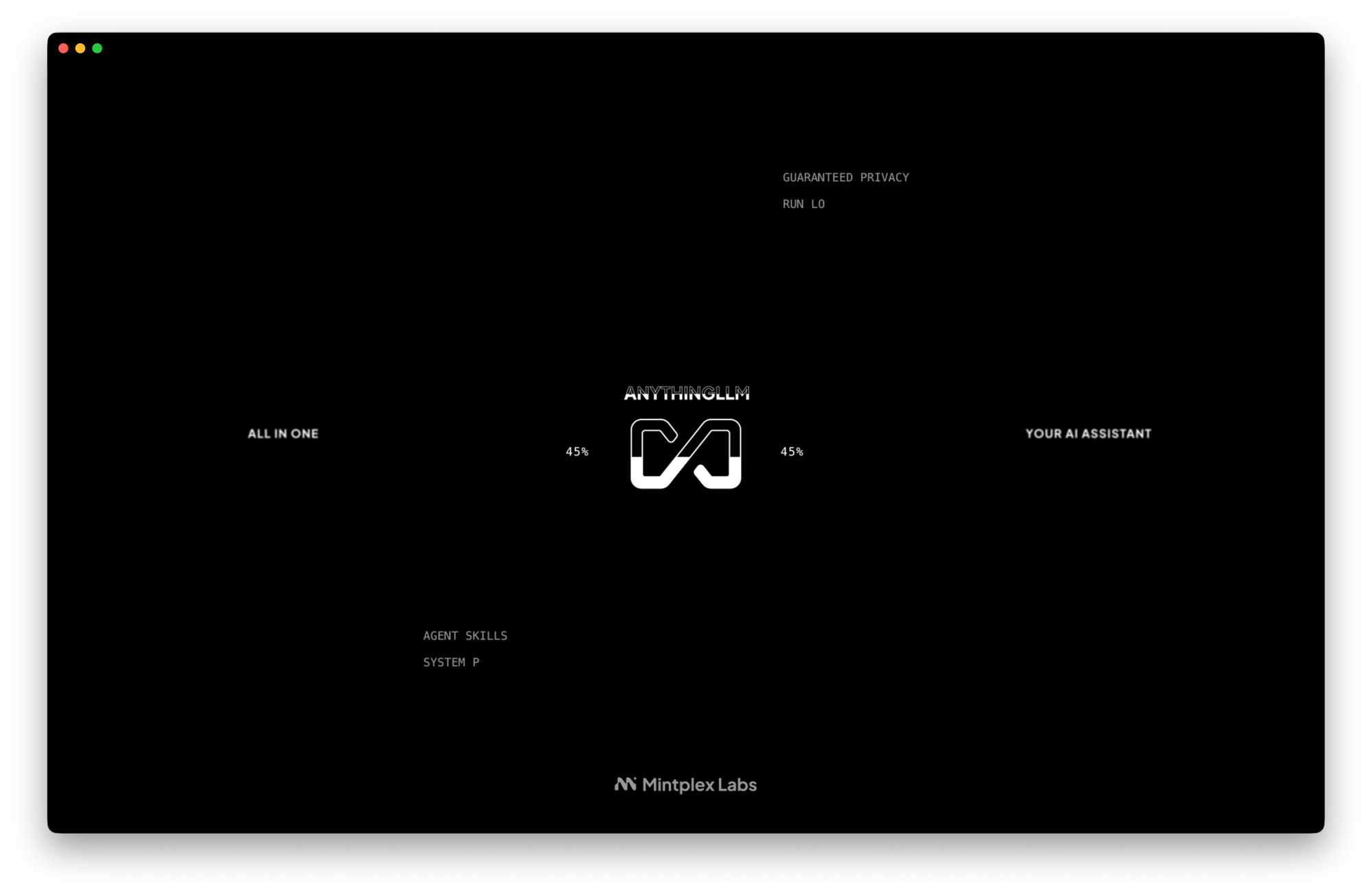 The loading screen of LLM app AnythingLLM