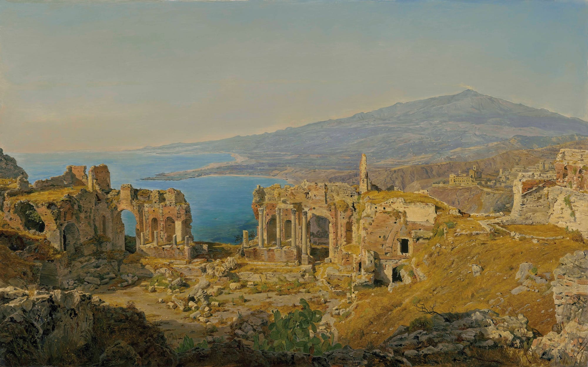 Ferdinand Georg Waldmüller, The Ruins of the Greek Theater at Taormina with Mount Etna, 1844