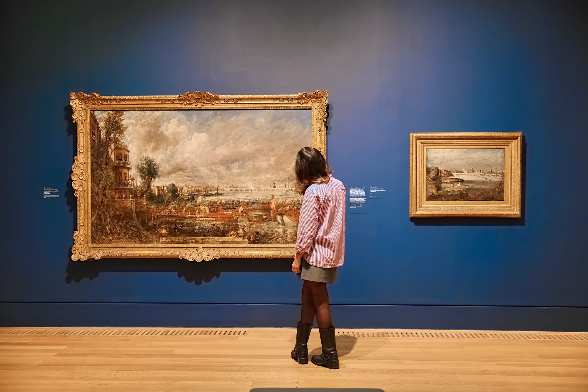 Installation view of John Constable’s The Opening of Waterloo Bridge (1832) and it’s preparatory study in Turner and Constable: Rivals and Originals at Tate Britain