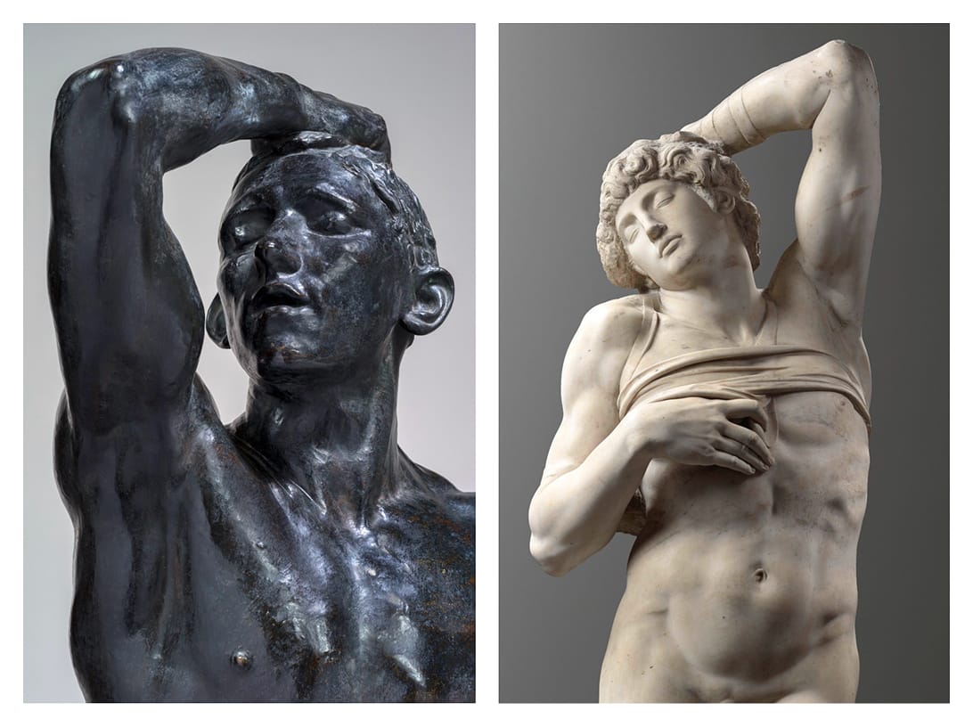 Auguste Rodin, “The Age of Bronze”; Michelangelo, the ”Dying Slave”