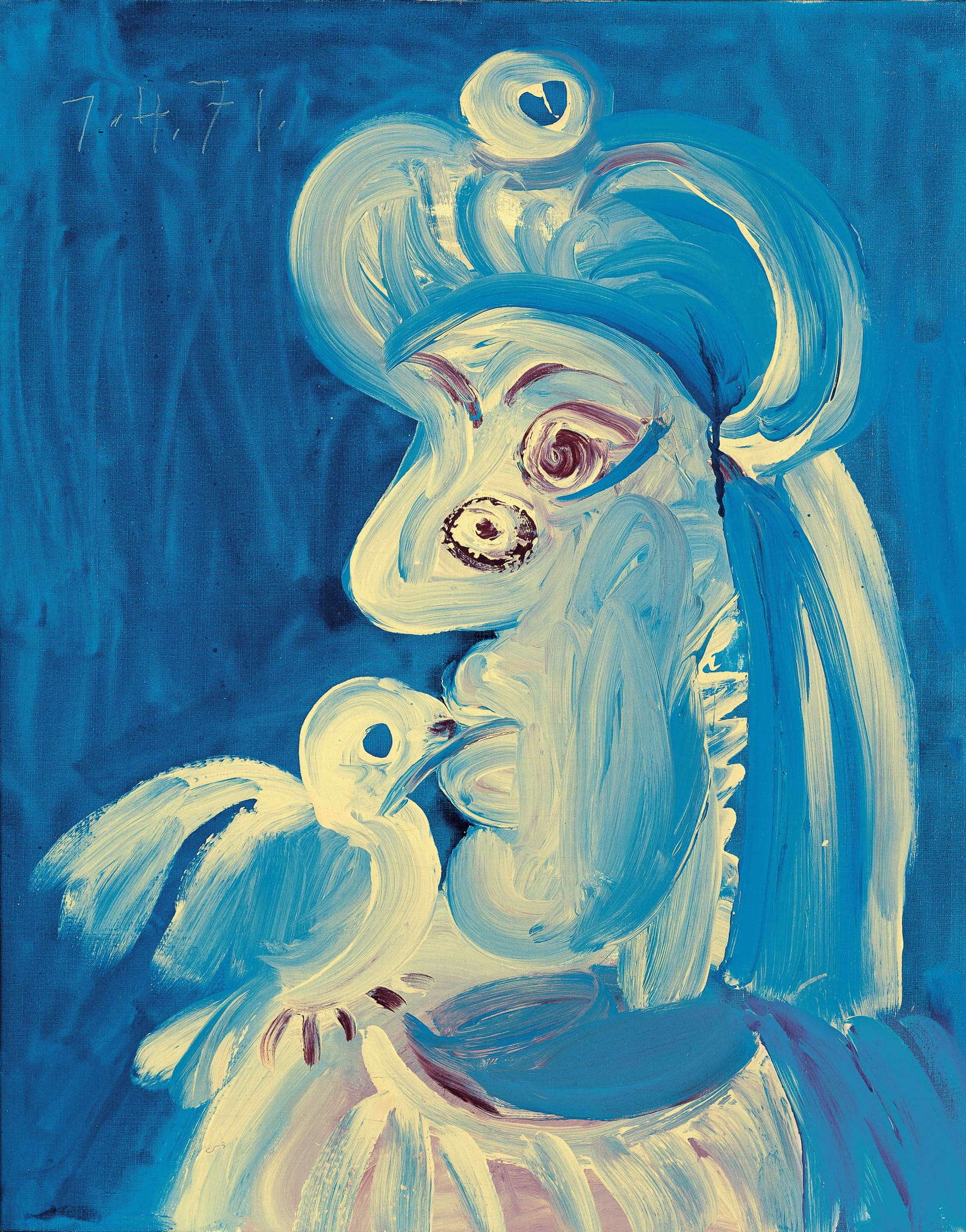Pablo Picasso, Femme à l'oiseau (Woman with Bird) April 7, 1971.