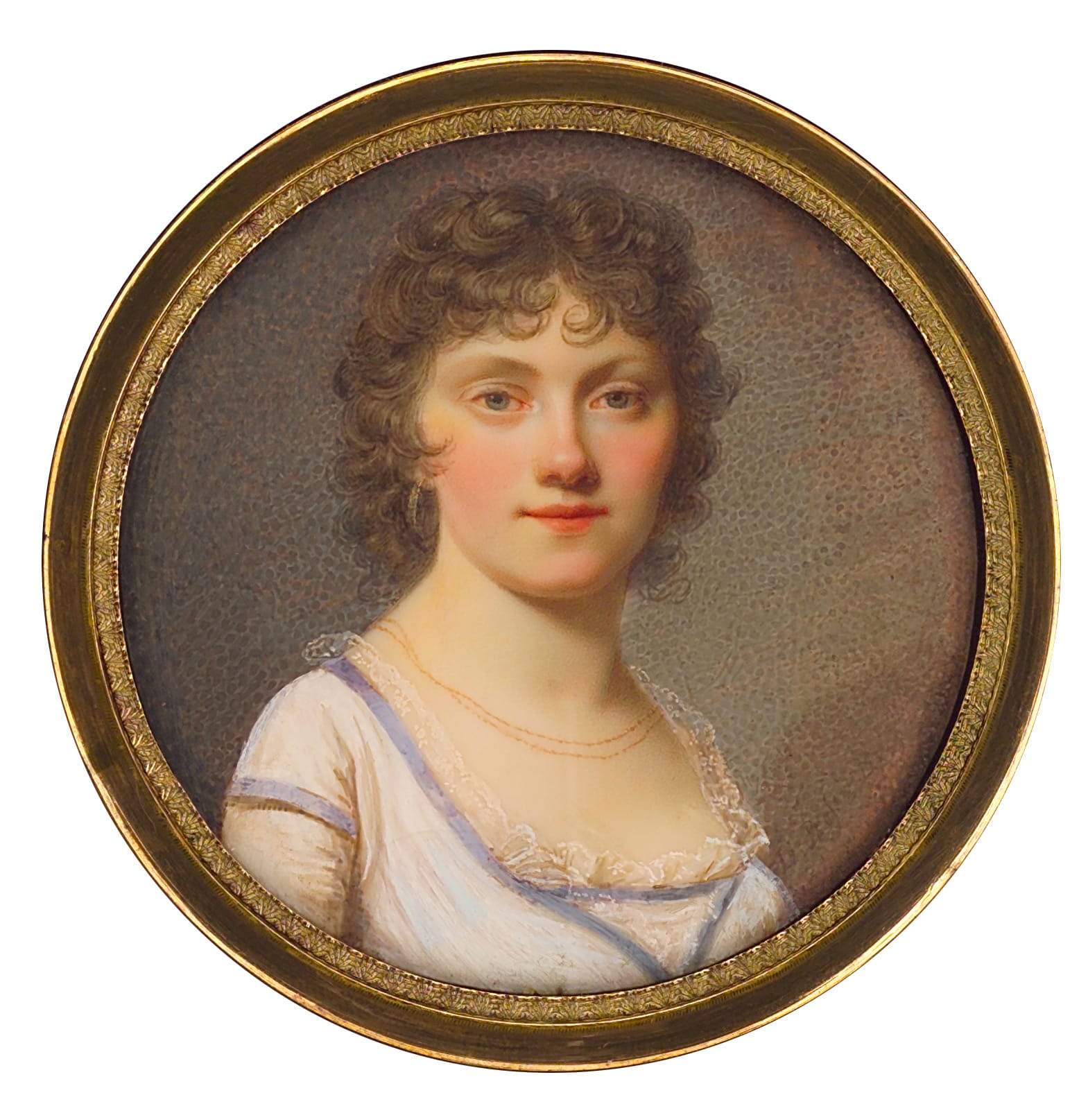 Domenico Bossi, Lady in a white dress with blue trim, c. 1800