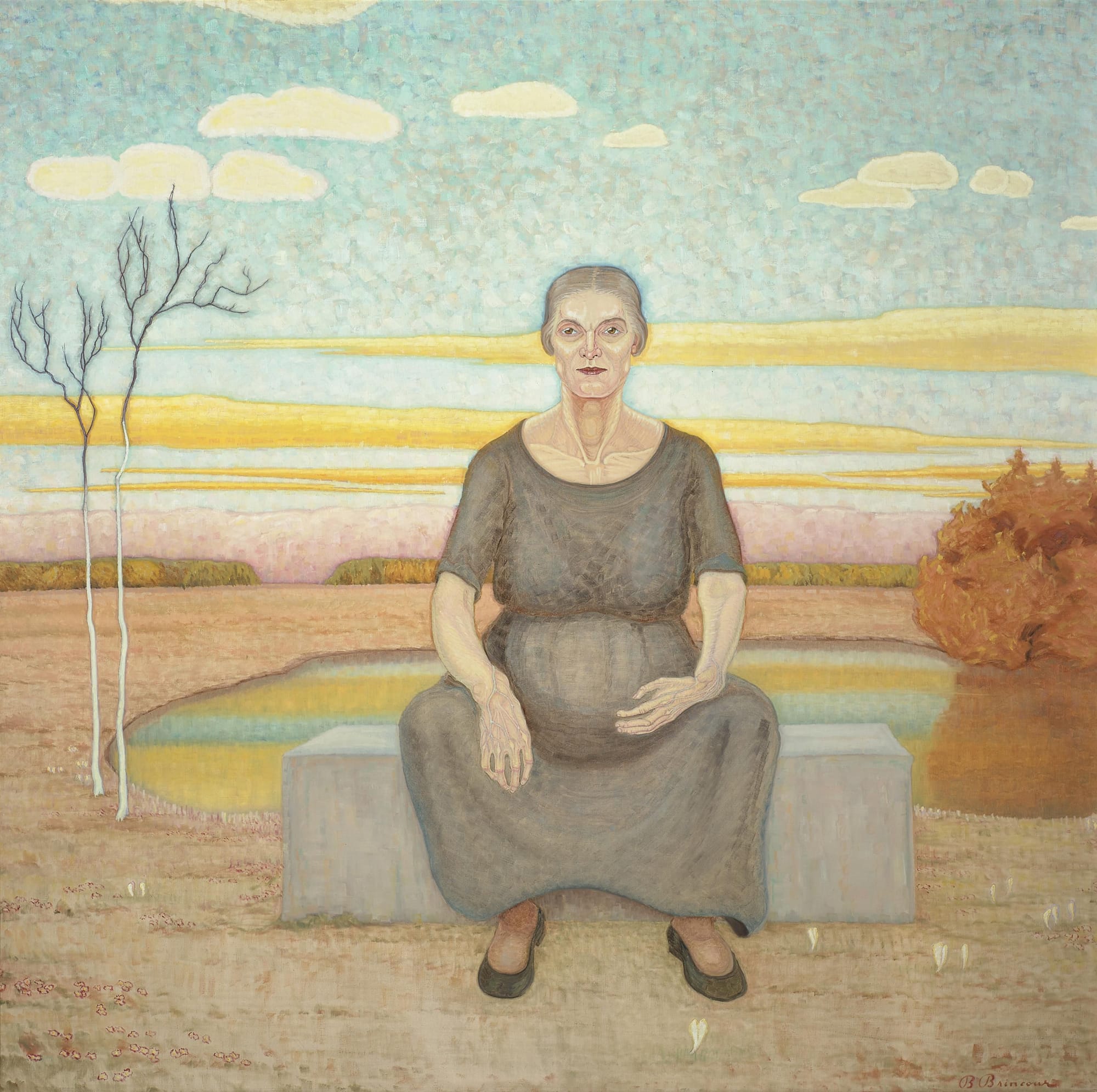Berthe Brincour, Woman alone in front of a landscape, circa 1895–1944