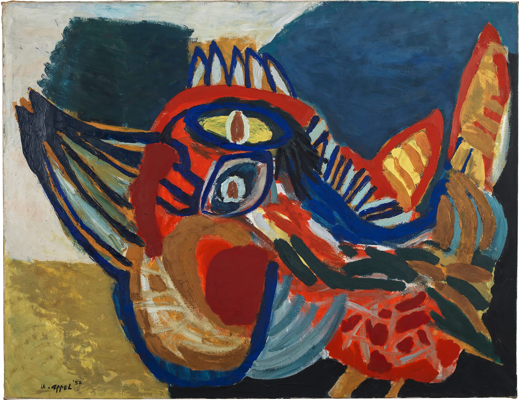 Karel Appel, Le coq furieux [The furious rooster], 1952.