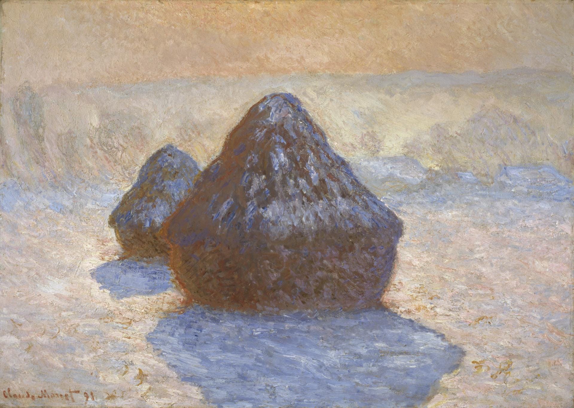 Claude Monet, Grainstacks: Snow Effect, 1891