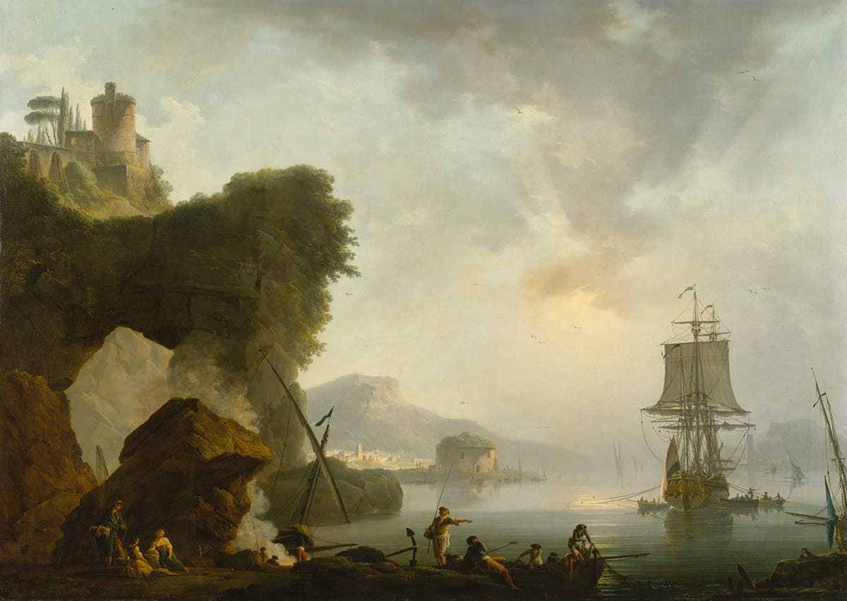 Philippe-Jacques de Loutherbourg (?) (1740–1812), Seascape with Sunset