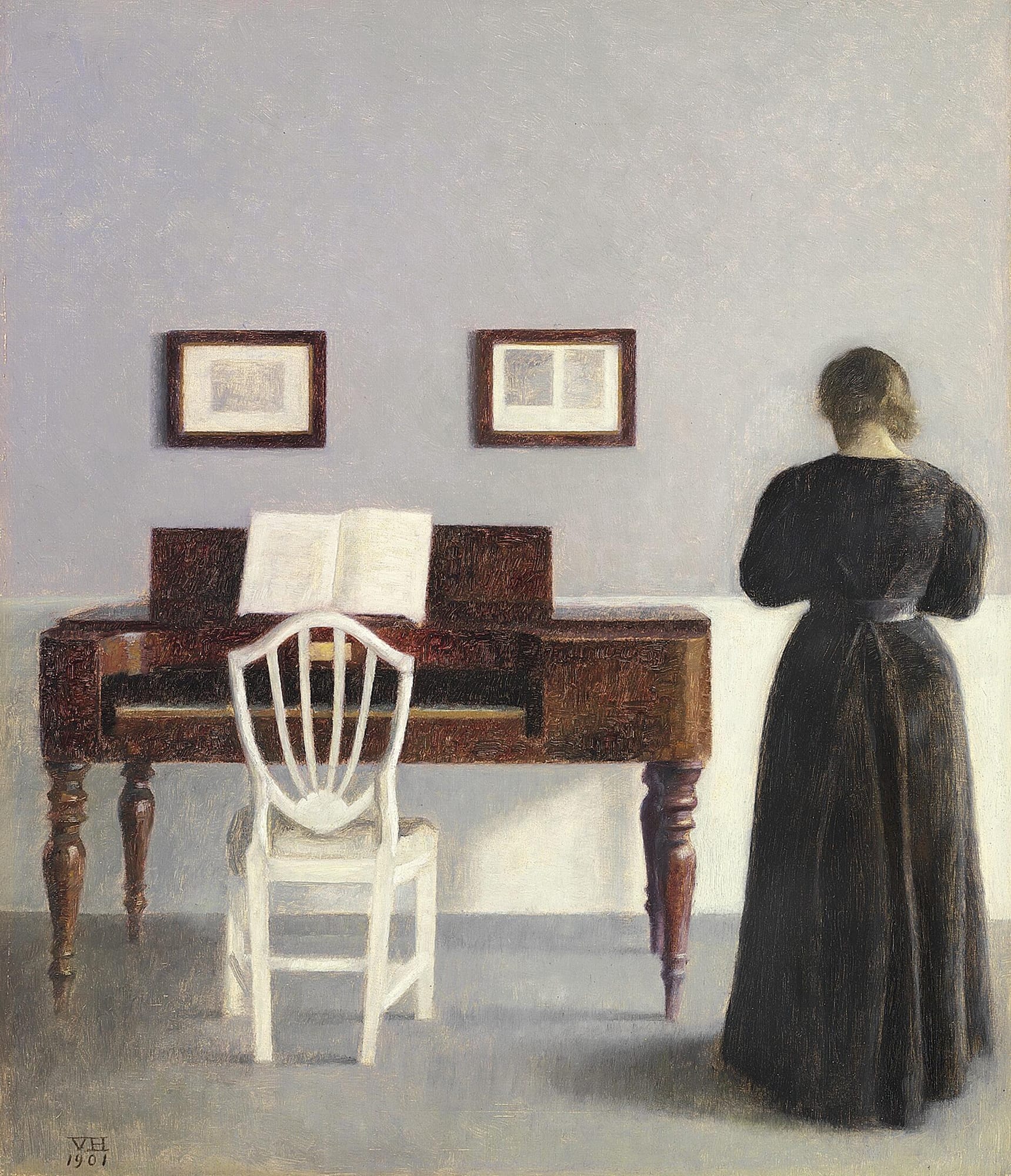 Vilhelm Hammershøi, Interior with the Artist‘s Wife, Seen from Behind, 1901