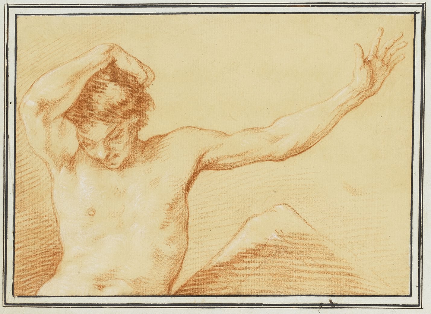 Male semi-nude with left arm extended, Michel-François Dandré-Bardon, circa 1725
