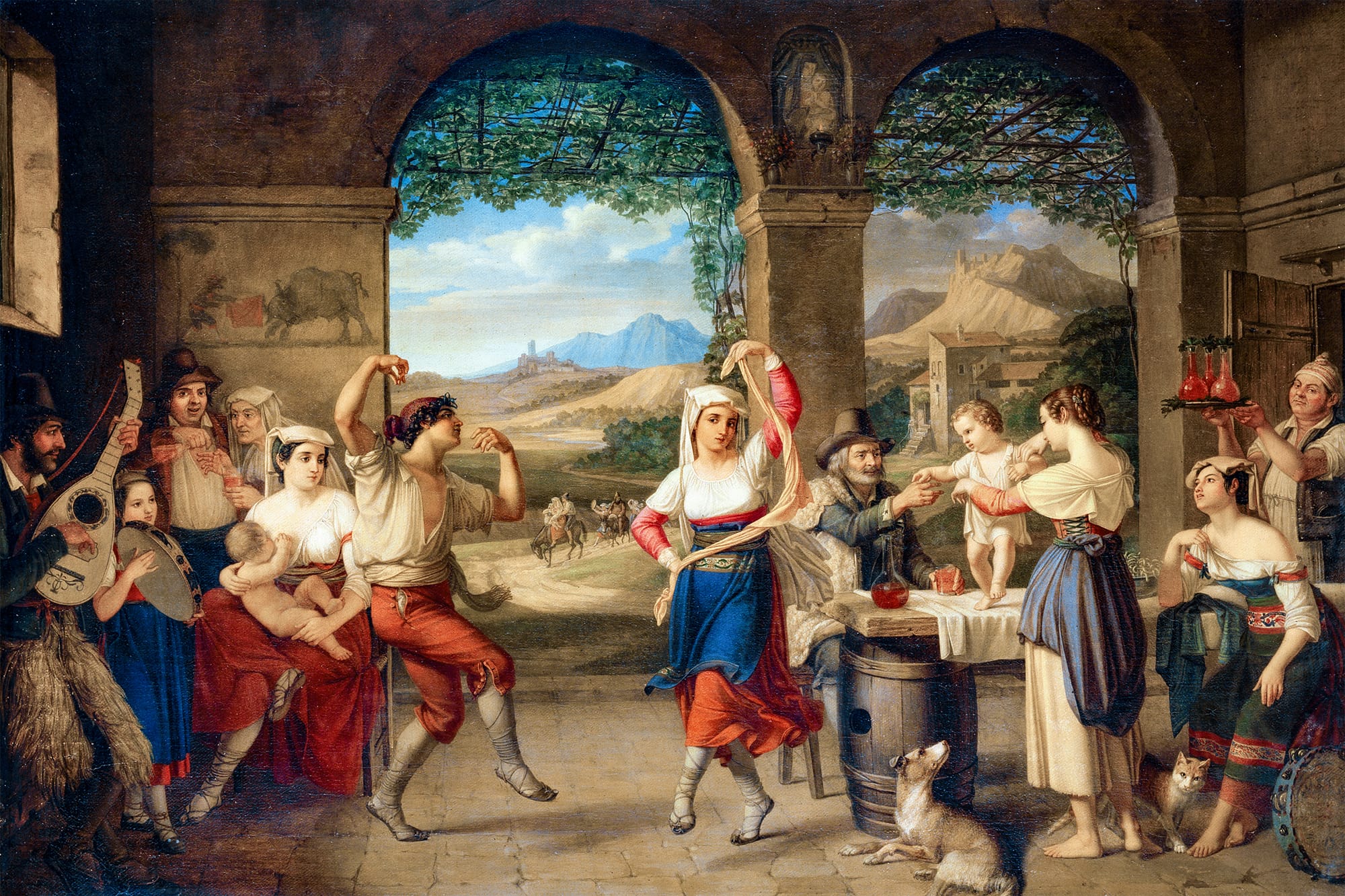 Dietrich Wilhelm Lindau, A Saltarello Being Danced In A Roman Osteria, 1827