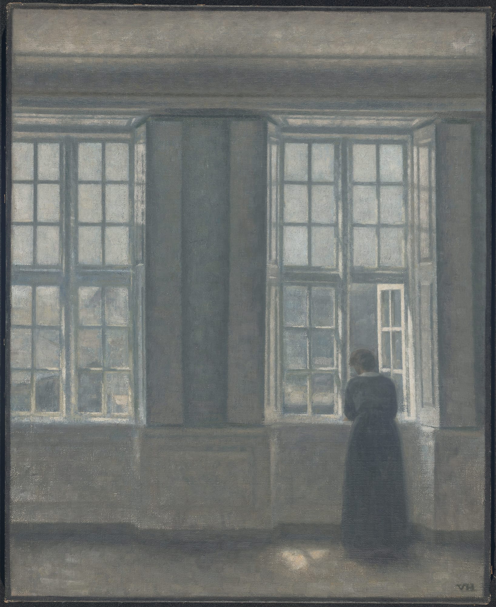 Vilhelm Hammershøi, Interior. The Tall Windows, 1913