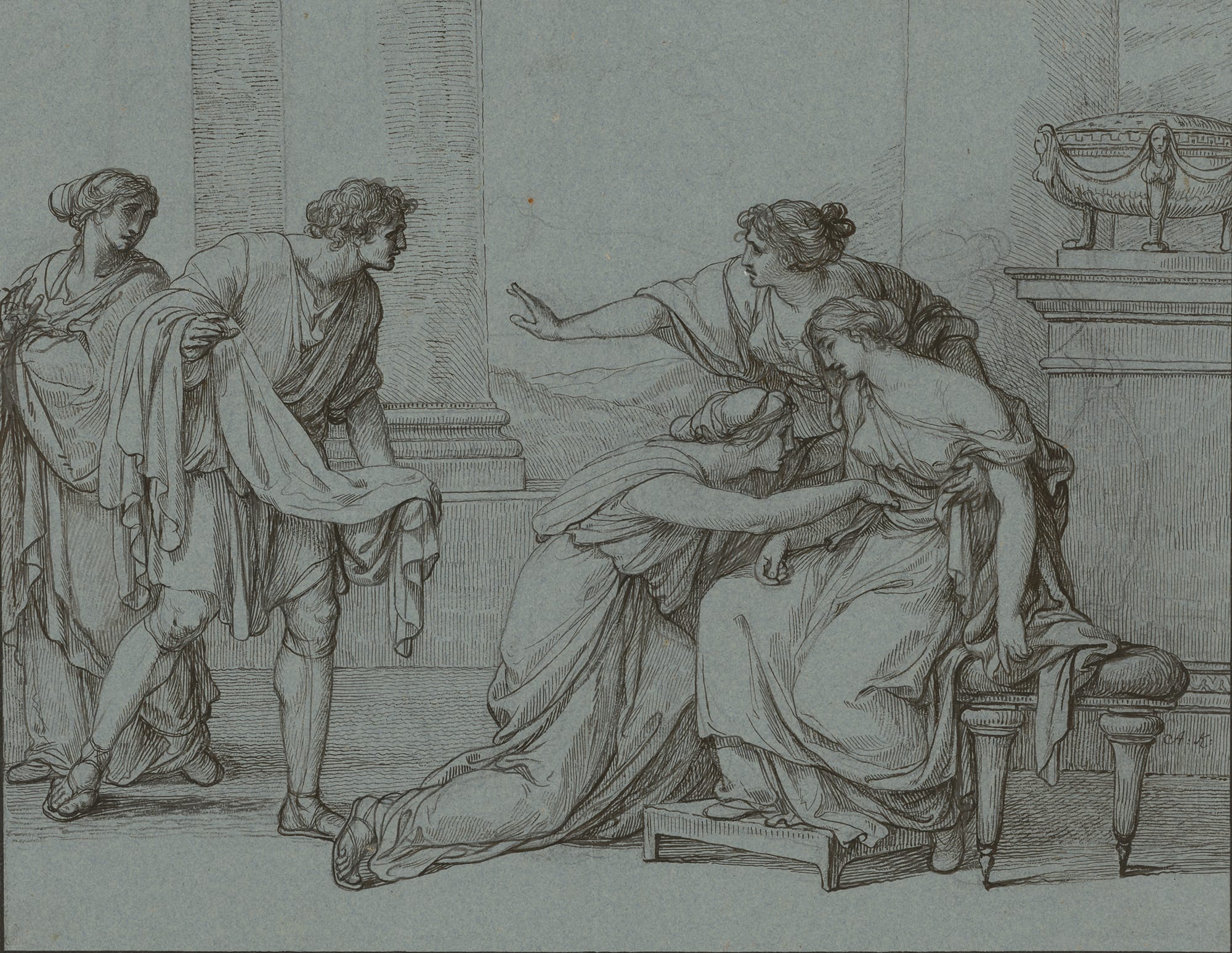 Maria Anna Angelika Catharina Kauffmann, Julia faints when she recognizes the bloodstained tunic of her husband Pompeius, around 1785