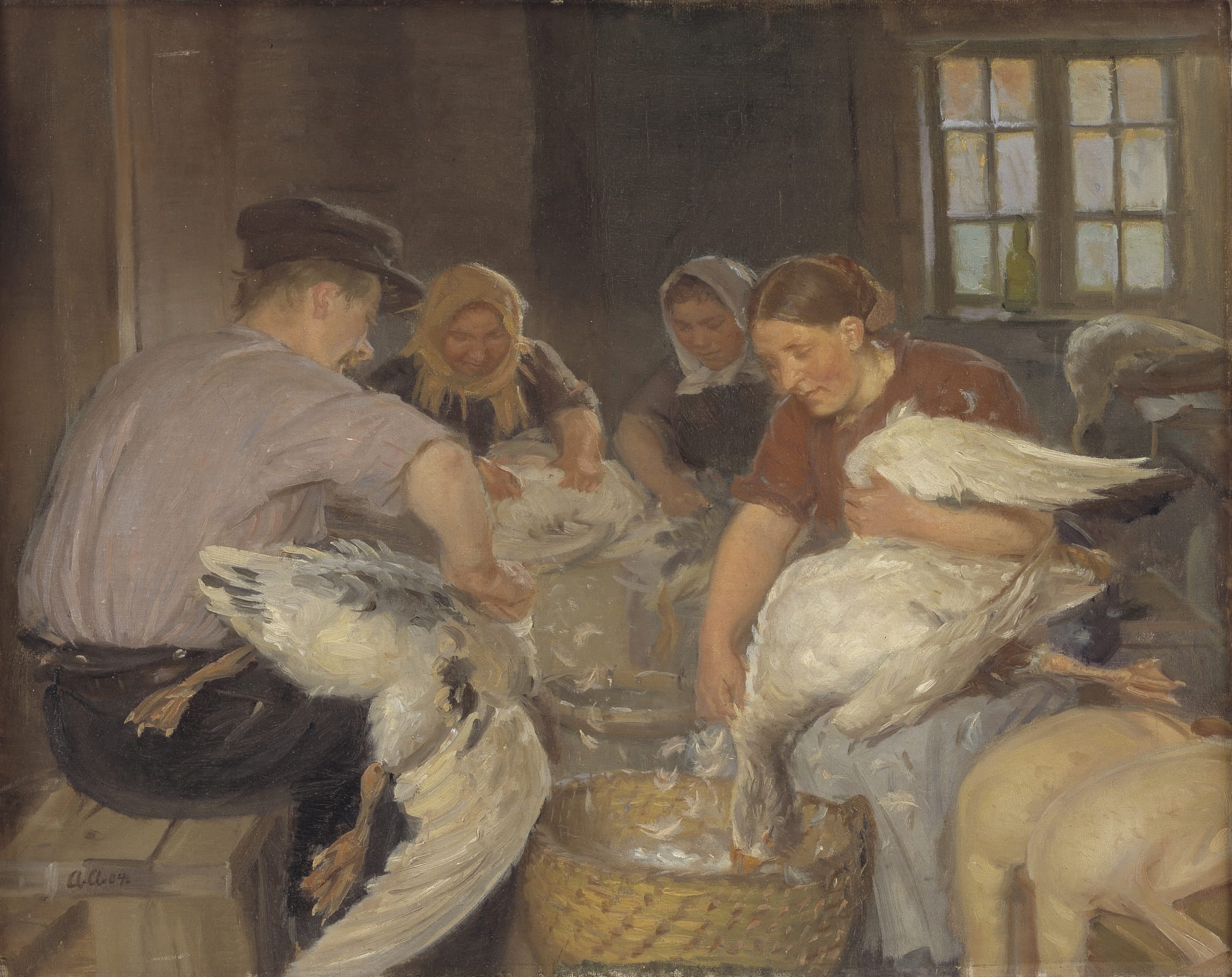 Anna Ancher, Plucking geese, 1904