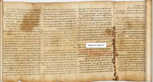 Isaías 53,11: ראה אור ("verá luz") ausente en el texto masorético pero presente en textos de Qumrán y la LXX