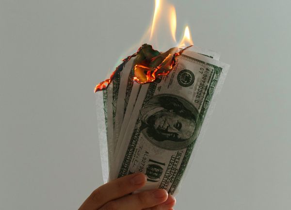 Money on fire