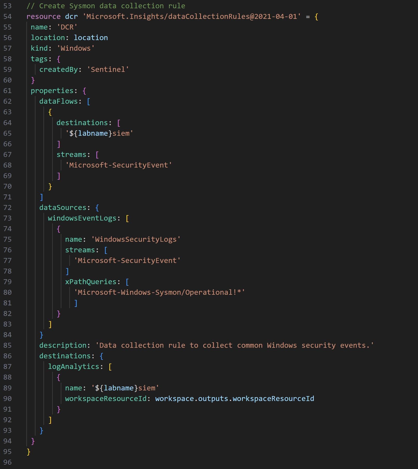 Data Collection Rule code