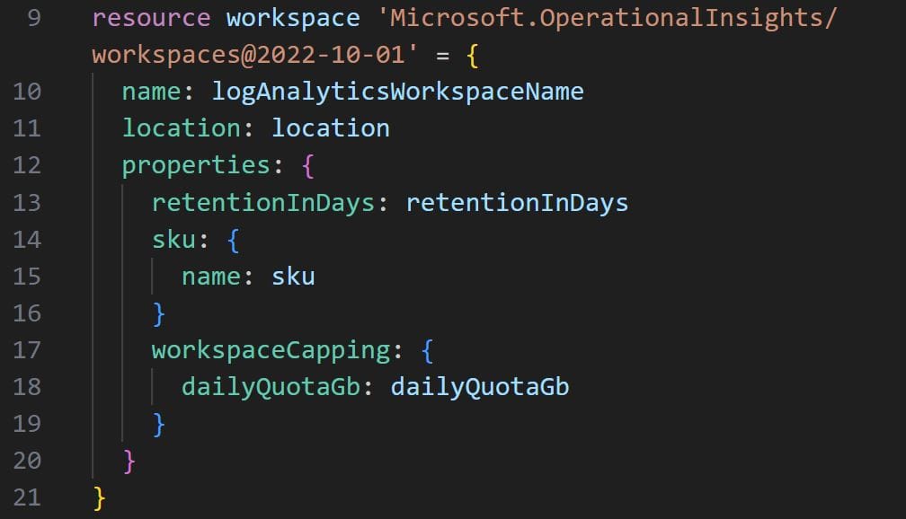 Workspace Resource code