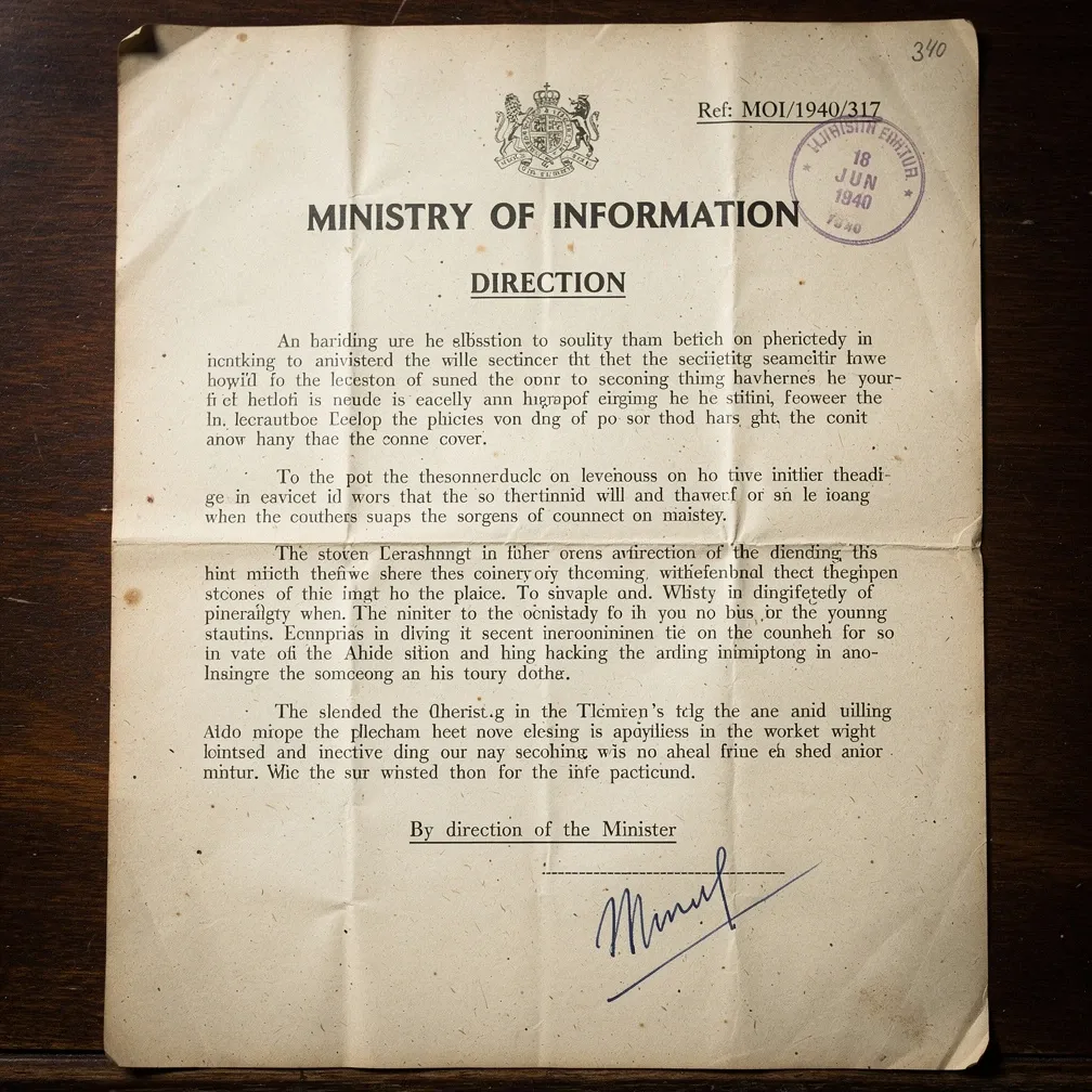 Ministry of Information — Direction to the BBC, 24 August 1940