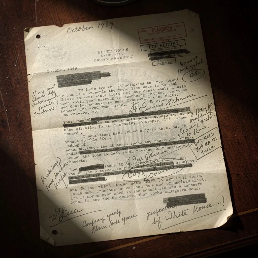 Declassified White House National Security Memorandum, October 1969, with handwritten presidential annotations in the margins