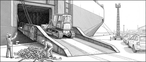 An hour out of Southampton the car carrier was on its side.