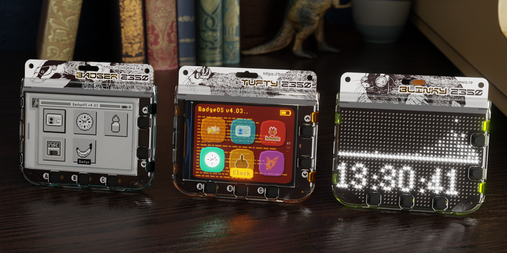 Badger, Tufty and Blinky Badgeware Boards