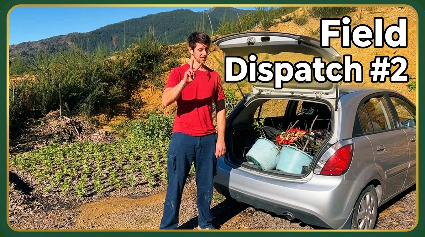 Xander in front of a car