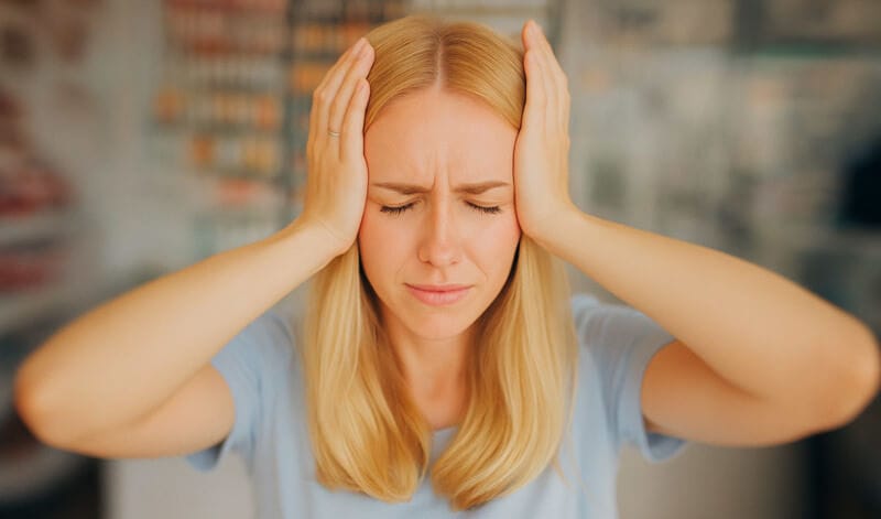 Woman having a panic attack, therapy for anxiety and depression
