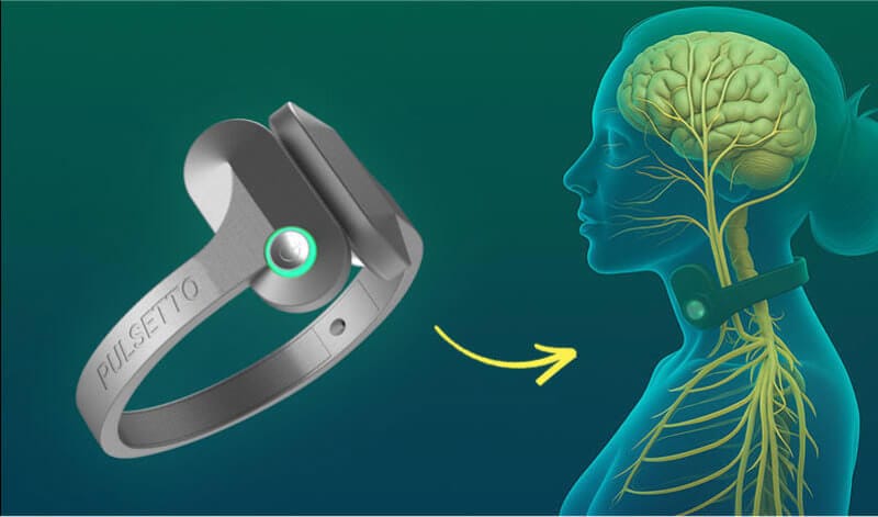 Vagus nerve stimulation from Pulsetto for panic attack, therapy for anxiety and depression