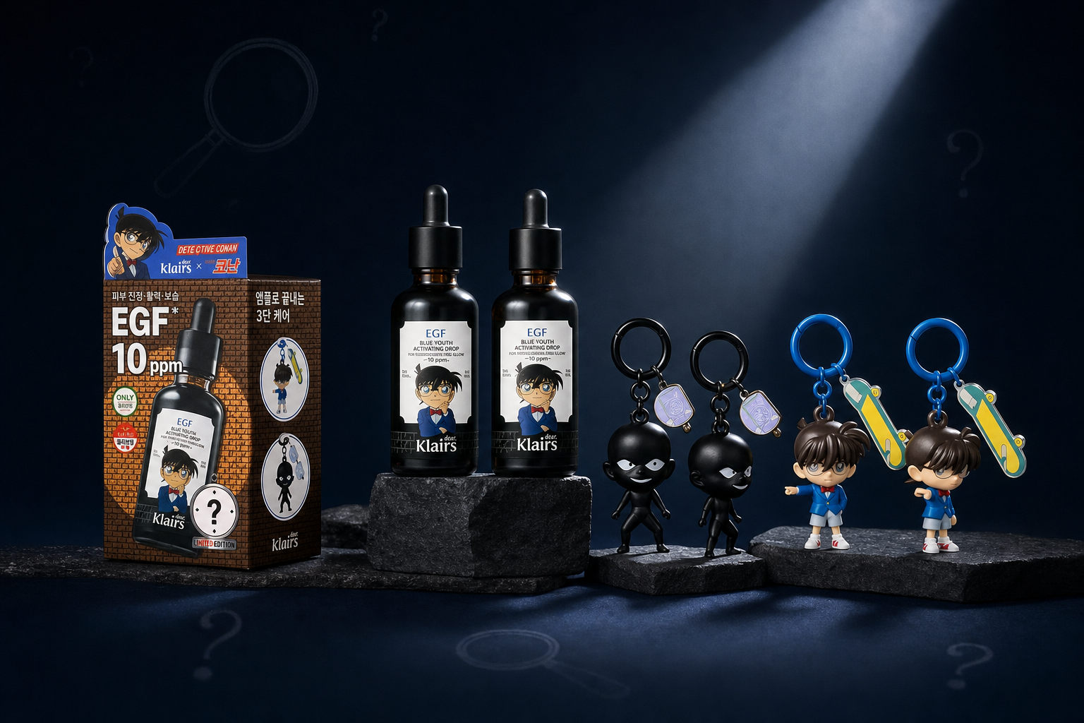 Dear Klairs × Detective Conan Set de edición limitada — EGF Blue Drop 10ppm + Llavero Figura Conan y Organización Negra (exclusivo Olive Young)