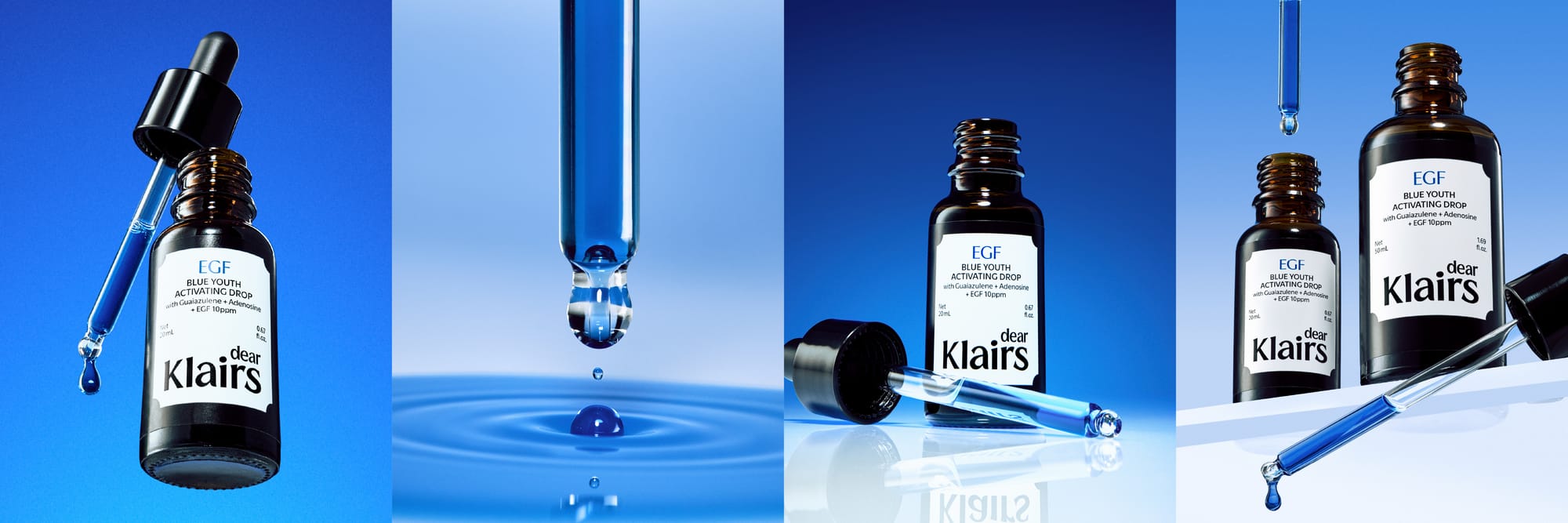 Dear Klairs Midnight Blue Youth Activating Drop — EGF 10ppm serum product photography