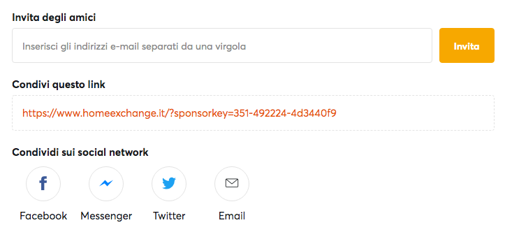 invitare amici homeexchange