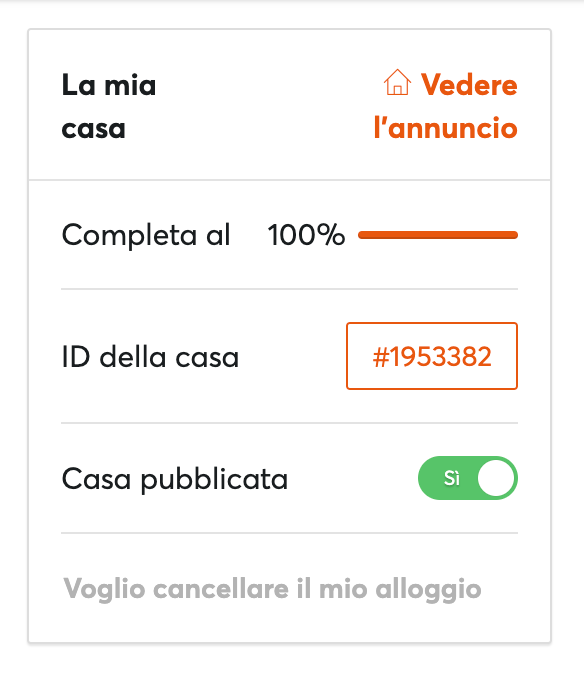 Campo Casa pubblicata (Sì) - Come migliorare il tuo profilo personale su HomeExchange