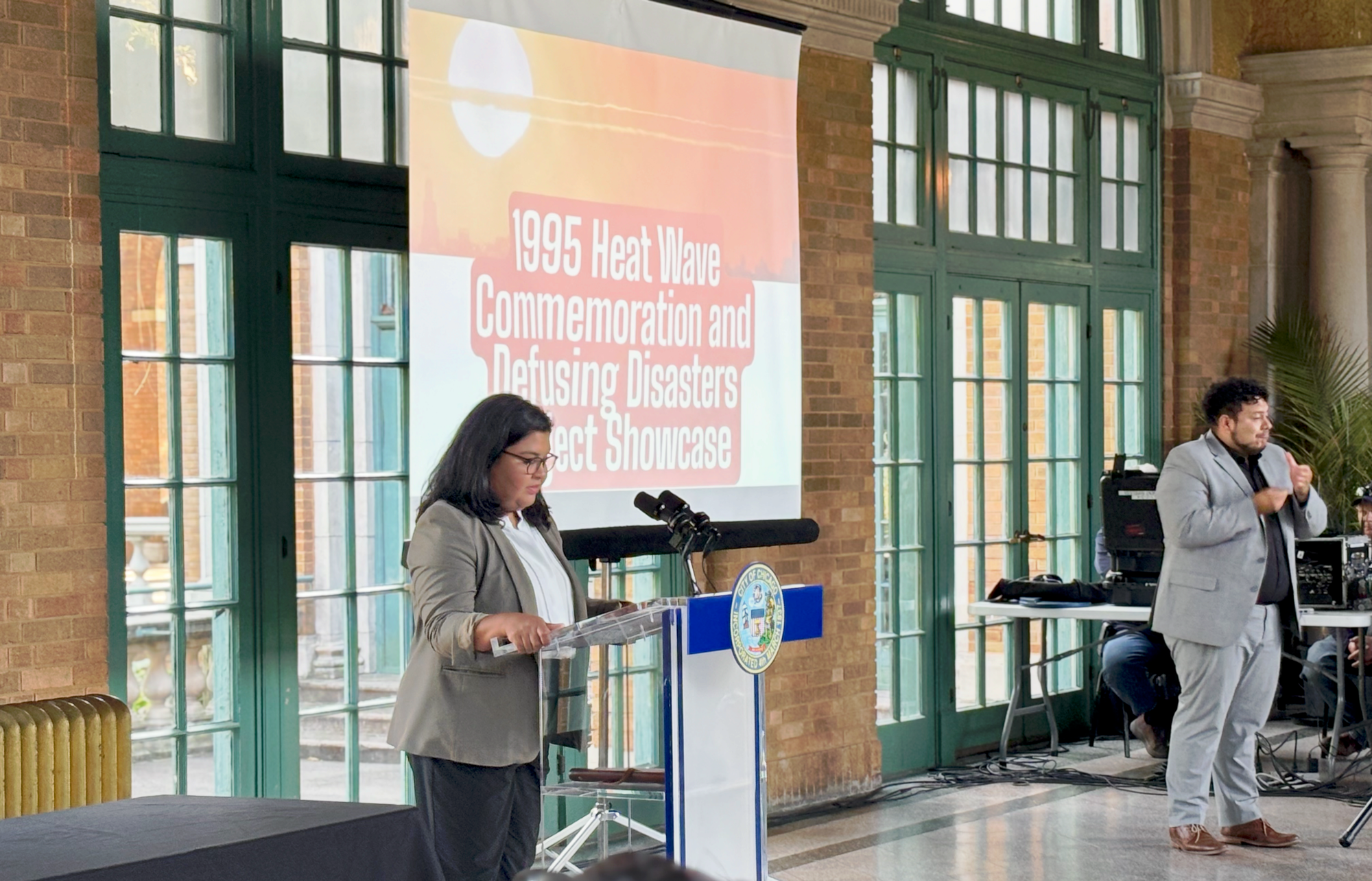 Angela Tovar, Commissioner and Chief Sustainability Officer&nbsp;of City of Chicago’s Department of Environment welcoming Brandon Johnson.