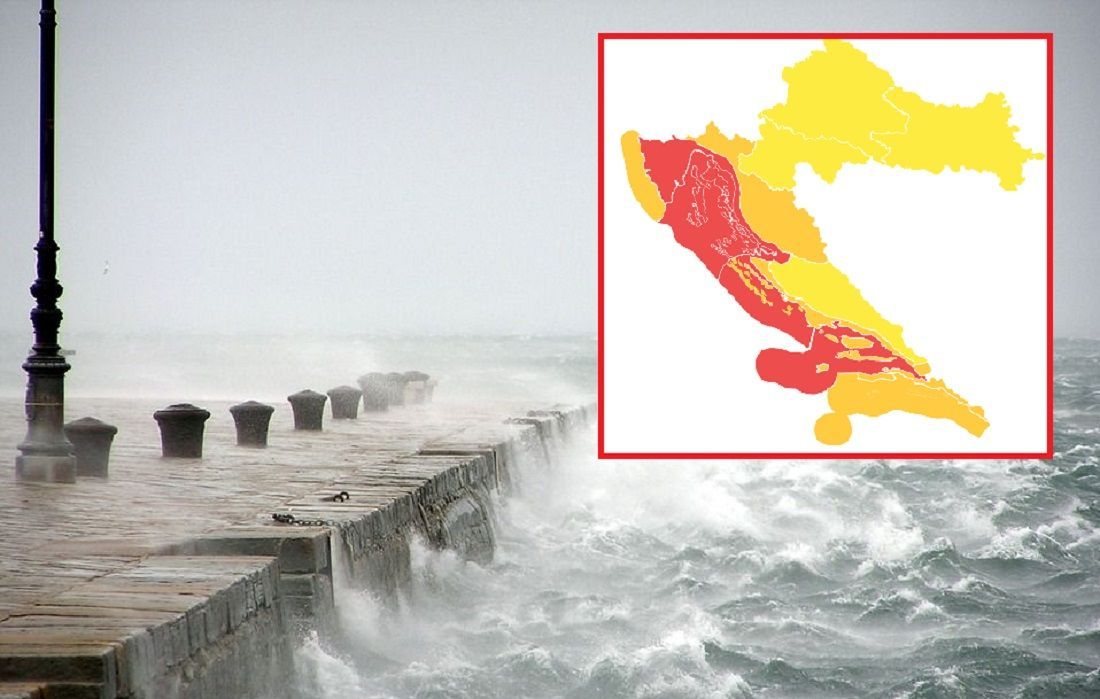 IZNIMNO OPASNO VRIJEME! Sutra crveni meteoalarm za gotovo cijeli Jadran