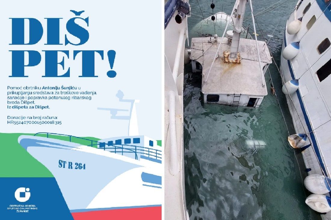 DIŠPET Akcija pomoći splitskom ribaru kojem se potopio brod - Troškovi golemi, a zdravlje mu se pogoršalo