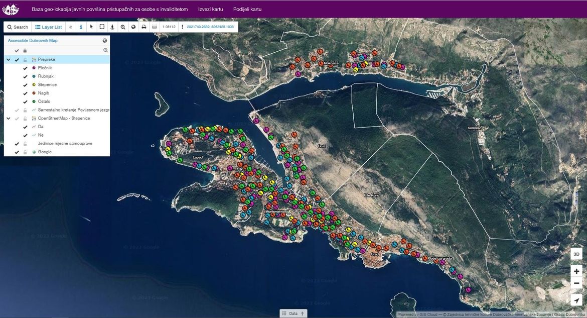 Baza geo-lokacija pristupačnih za osobe u invalidskim kolicima