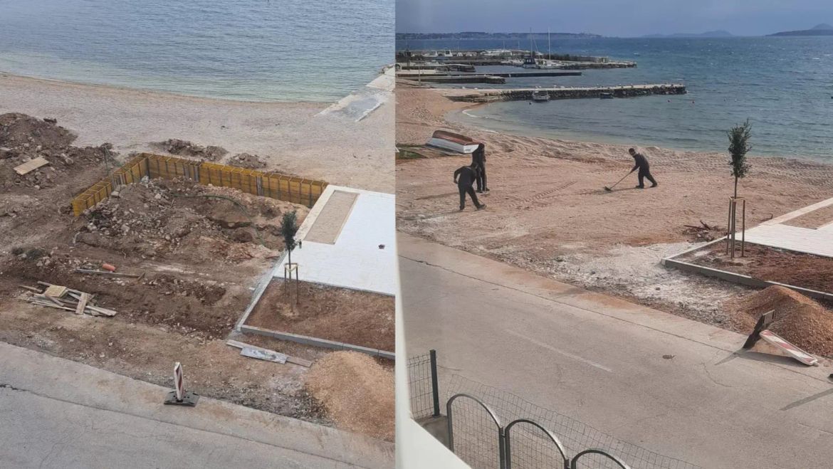 Nakon prijave ilegalne gradnje na plaži u Turnju, temelji ekspresno izvađeni i plaža se sanira