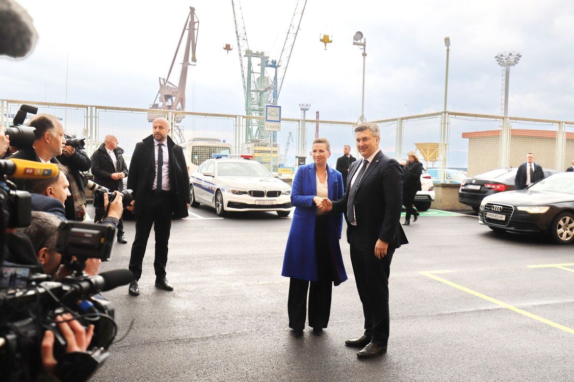 Plenković, Butković i danska premijerka obišli kontejnerski terminal Zagrebačka obala u Rijeci