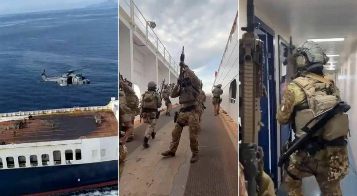 FOTO/VIDEO Akcija talijanskih specijalaca - Migranti naoružani noževima pokušali oteti teretni brod