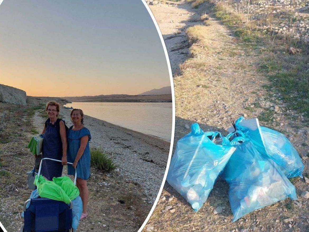 Prijateljice iz Slovenije počistile pašku plažu: "Da smo imale još vreća, sve bi napunile!"