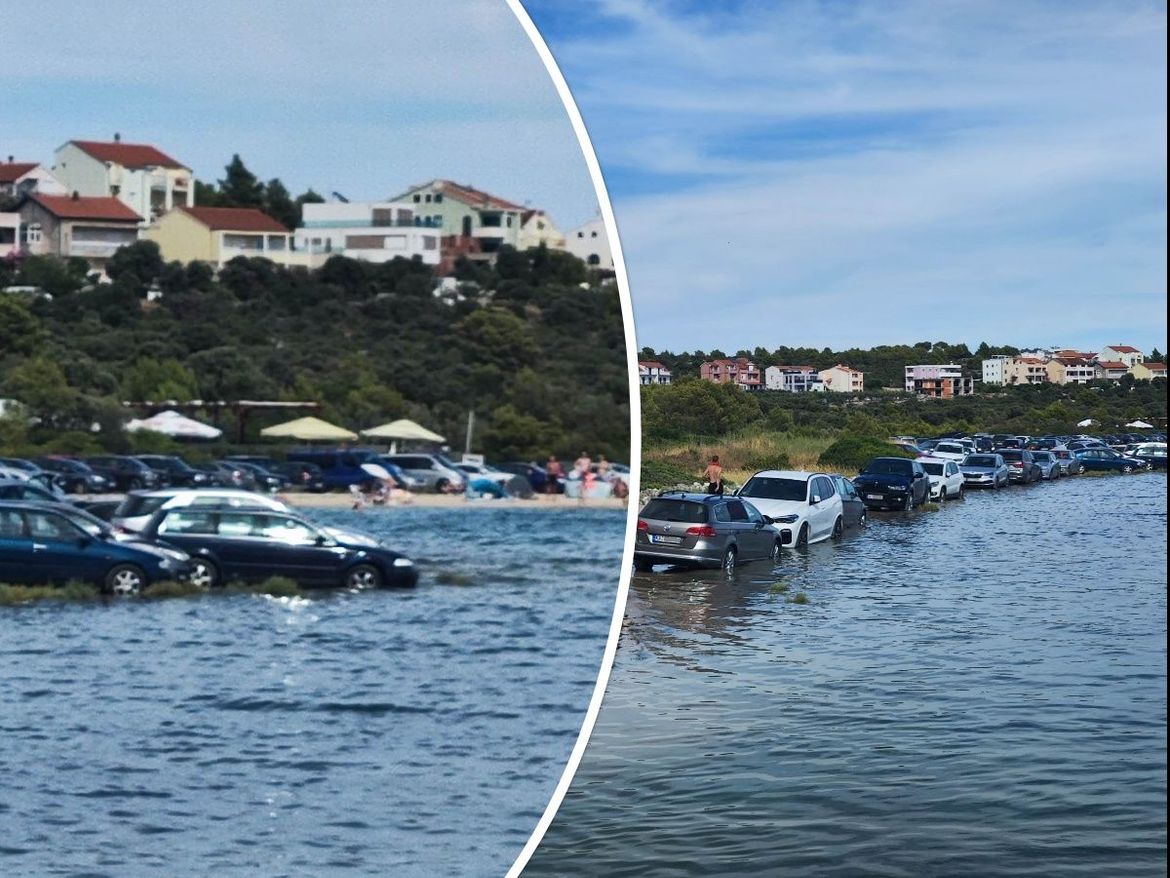 FOTO: TURISTE IZNENADILA PLIMA Željeli ušparati na parkingu kod Šibenika, pa se priroda pobrinula da zapamte taj dan