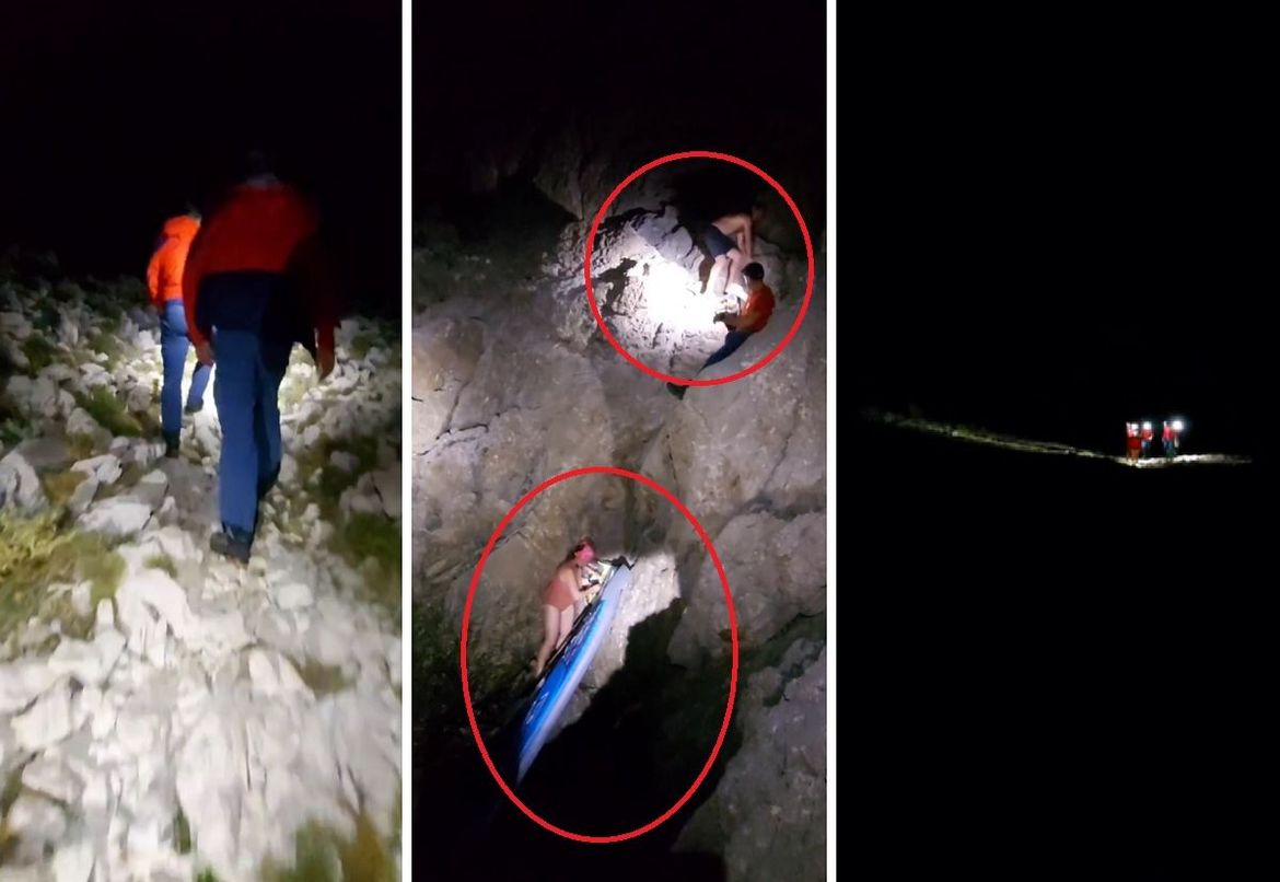 HGSS spašavao turiste koji su iz Karlobaga veslali na SUP-u, bura ih zabila u stijene Paga