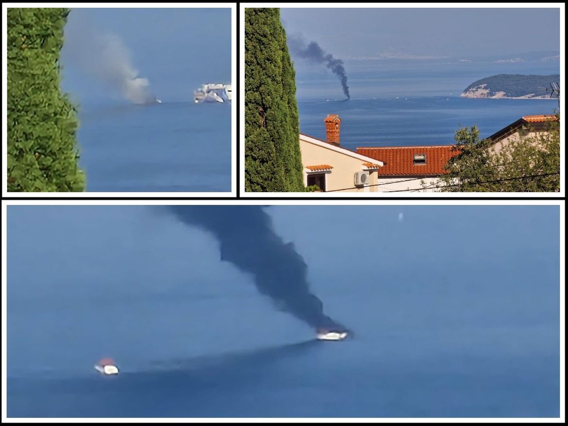 FOTO/VIDEO Kod Velih vrata izgorjela i potonula brodica, spašena četiri Slovenca