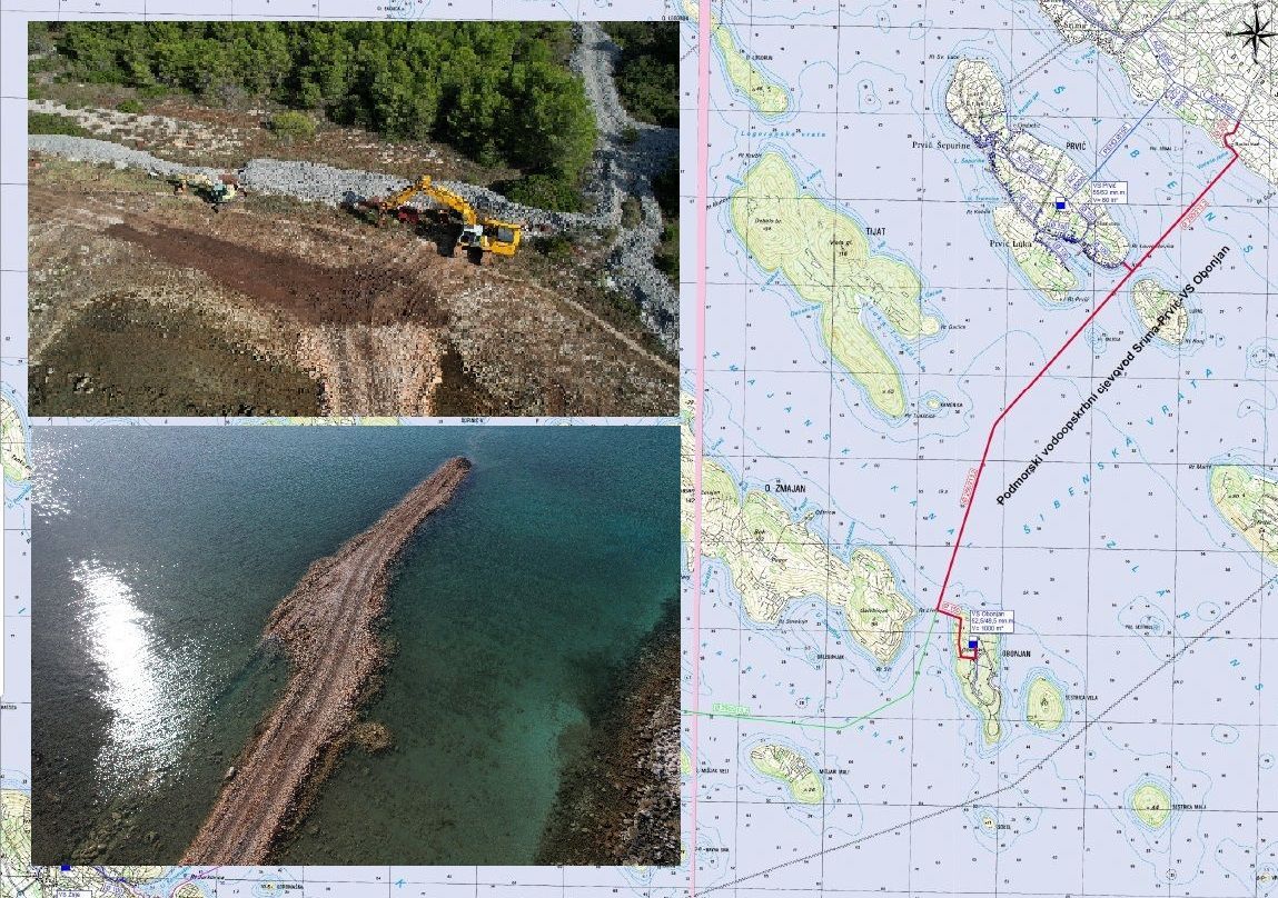 FOTO Građani zabrinuti zbog mehanizacije u moru između Srime i Jadrije, no ovo je dobro za šibenske otoke!