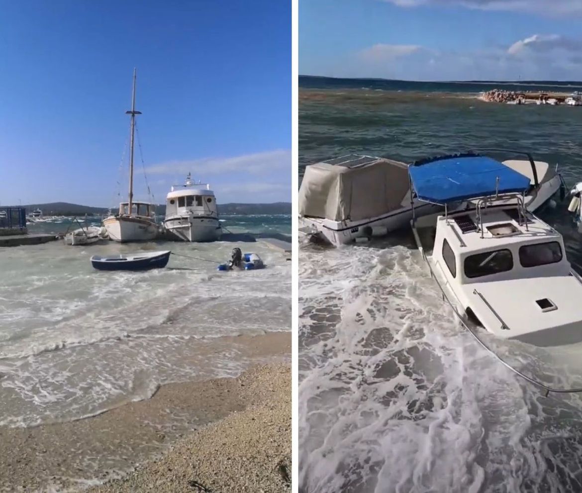 VIDEO Ove brodice u Mandrama na Pagu nisu izdržale, u Biogradu se brodovi jedva drže: "Suza suzu goni..."