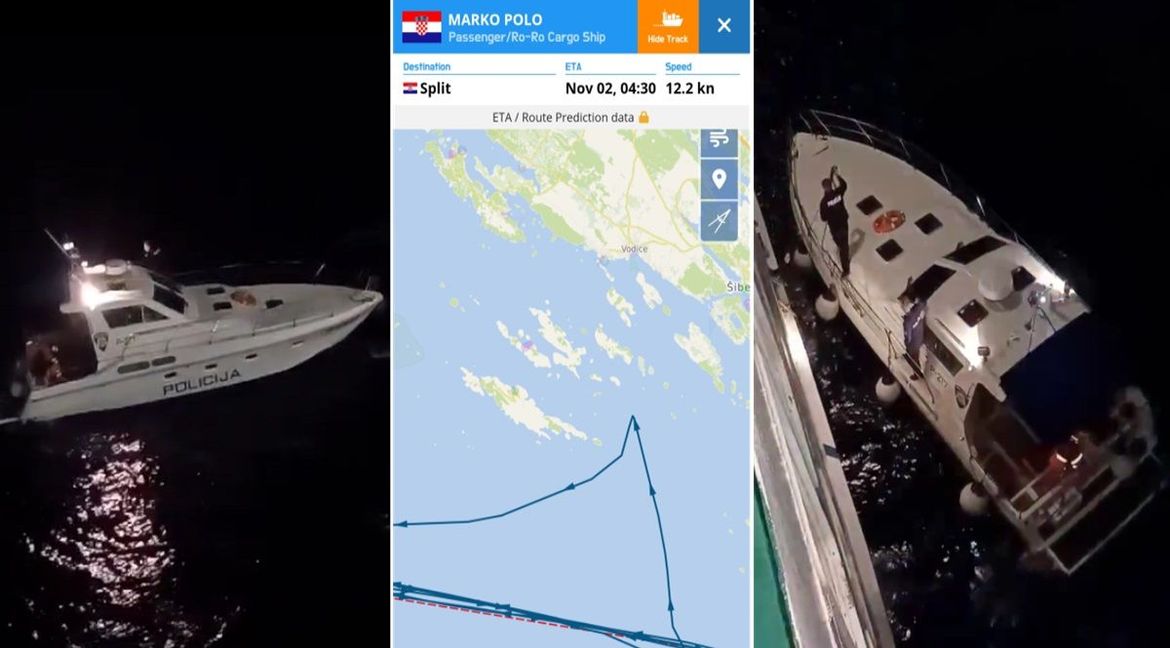 VIDEO Pomorska policija spašavala putnika s trajekta Marko Polo u šibenskom akvatoriju